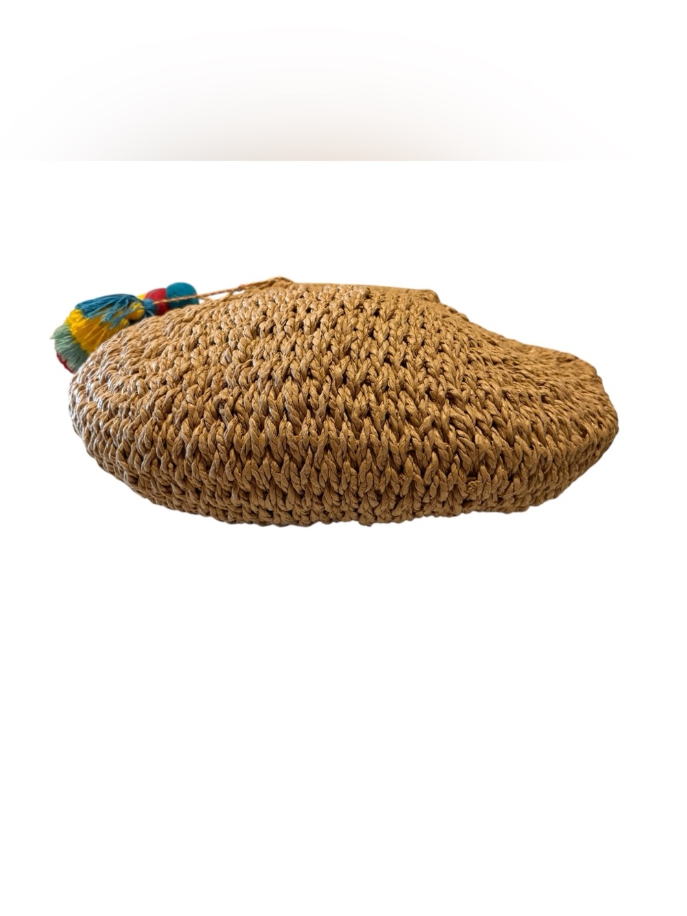 Woven Straw Tote Bag with Colorful Tassel - Natural - Picture 8 of 10